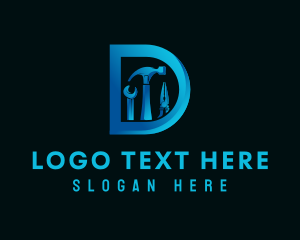 Fixer - Renovation Tools Letter D logo design