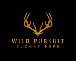 Hunt - Deer Antler Horn logo design