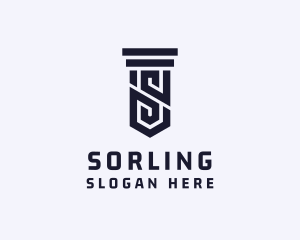 Column Pillar Letter S logo design