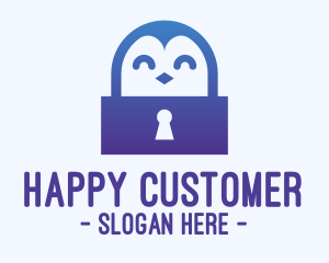 Happy Penguin Keyhole logo design