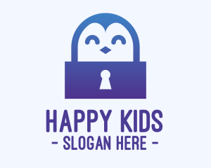 Happy Penguin Keyhole logo design