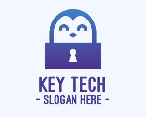 Happy Penguin Keyhole logo design