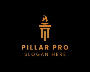 Pillar - Fire Pillar Torch logo design