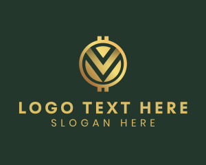 Cryptography - Gold Cryptocurrency Letter V logo design