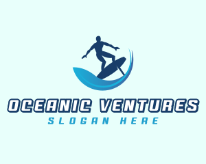 Foil Surfing Surfer logo design