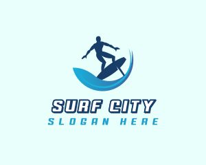 Foil Surfing Surfer logo design