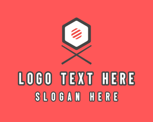 Sushi Chopsticks Hexagon logo design