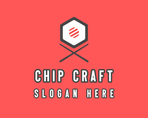 Sushi Chopsticks Hexagon logo design