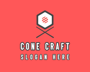 Sushi Chopsticks Hexagon logo design