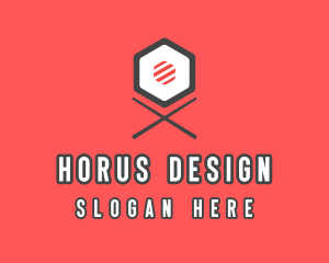 Sushi Chopsticks Hexagon logo design