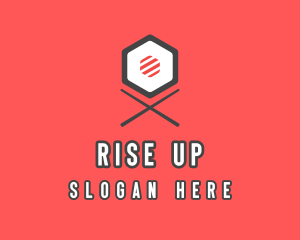 Sushi Chopsticks Hexagon logo design