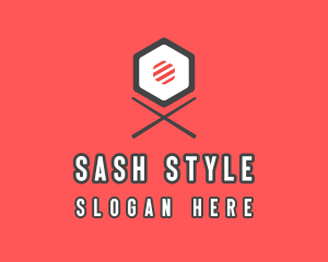 Sushi Chopsticks Hexagon logo design