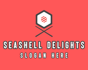 Sushi Chopsticks Hexagon logo design