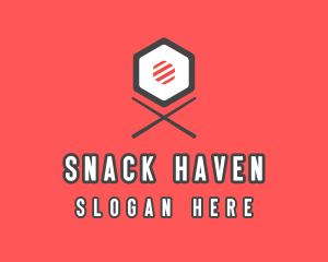 Sushi Chopsticks Hexagon logo design