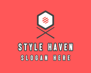 Sushi Chopsticks Hexagon logo design