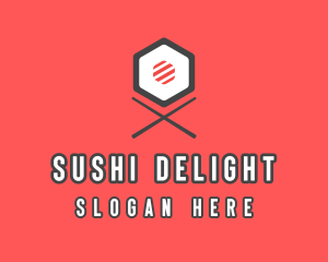 Sushi Chopsticks Hexagon logo design