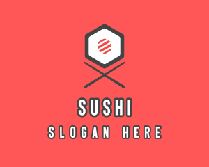 Sushi Chopsticks Hexagon logo design