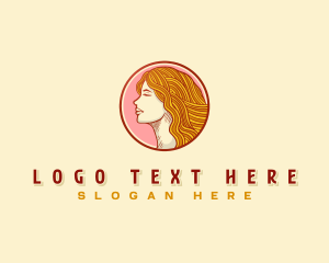 Bowl - Woman Noodle Hair logo design