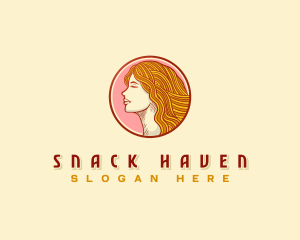 Woman Noodle Hair logo design