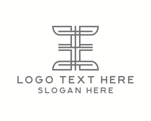 Legal - Creative Pillar Lines Letter E logo design