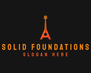 Singer - Guitar Tower Letter A logo design