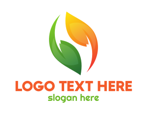 Clean - Green Orange Leaves logo design