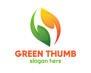 Green Orange Leaves logo design