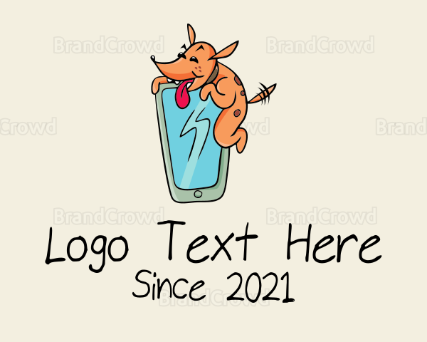 Dog Mobile Phone Cartoon Logo