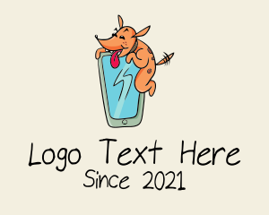 Cartoon - Dog Mobile Phone Cartoon logo design