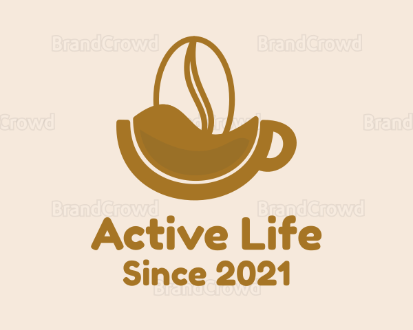 Brown Coffee Bean Mug Logo