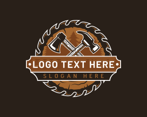 Woodwork Hammer Axe Logo