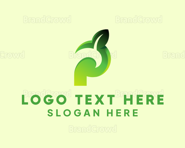 Organic Leaf Letter P Logo