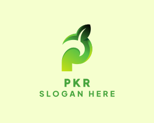 Organic Leaf Letter P logo design