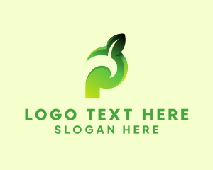 Negative Space - Organic Leaf Letter P logo design