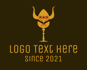 Mustache - Viking Head Goblet logo design
