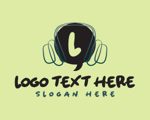 Headphones - Speech Bubble Headset logo design