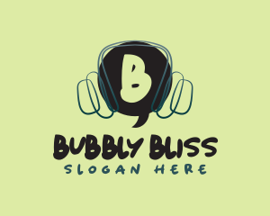 Speech Bubble Headset logo design