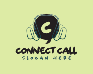 Call - Speech Bubble Headset logo design
