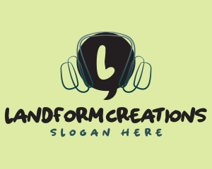 Speech Bubble Headset logo design