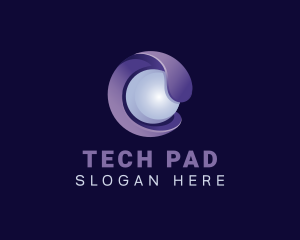 3d Tech Pearl Sphere logo design