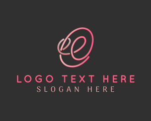 Line Art - Pink Business Letter E logo design