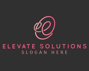 Pink Business Letter E logo design