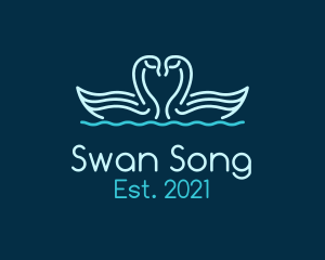 Blue Swan Couple Love logo design