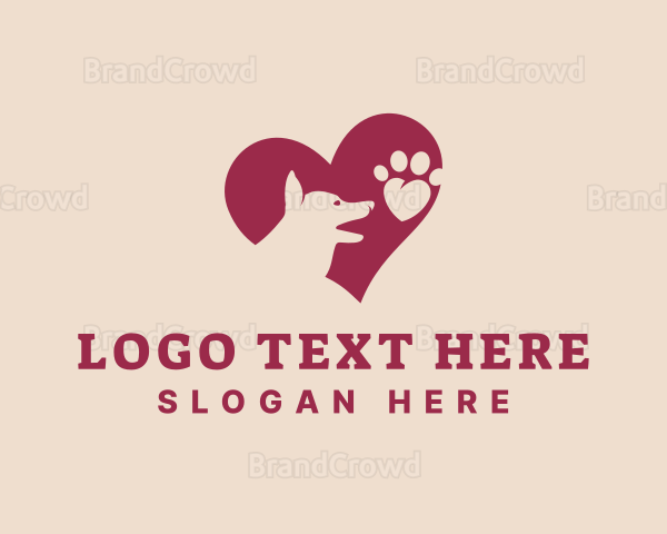 Canine Dog Paw Heart Logo Brandcrowd Logo Maker