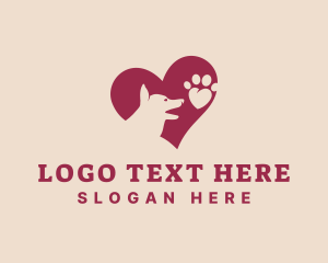Groomer - Canine Dog Paw Heart logo design