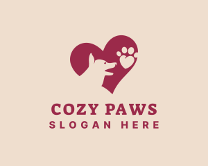 Canine Dog Paw Heart logo design