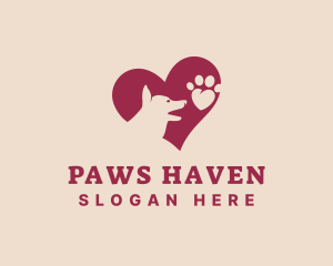 Canine Dog Paw Heart logo design