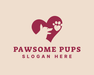 Canine Dog Paw Heart logo design