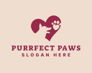 Canine Dog Paw Heart logo design