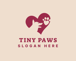 Canine Dog Paw Heart logo design